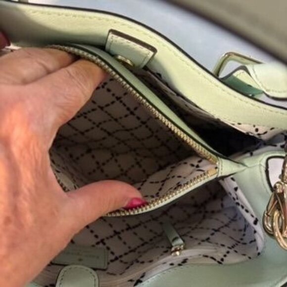 Kate Spade Womens Mint Green Leather Tote Bag With Adjustable Crossbody Strap & - Picture 6 of 9